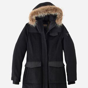 Pendleton Taos wool blend down filled genuine raccoon fur trim parka - black